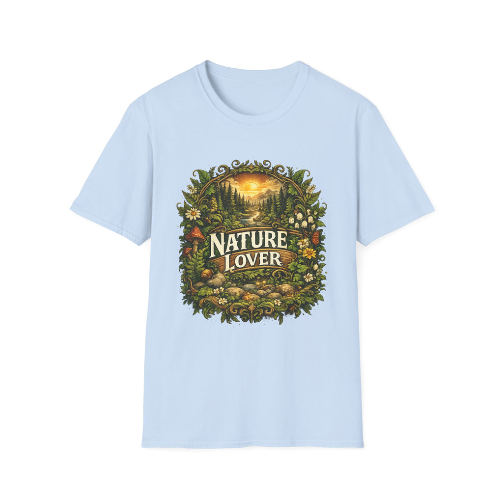 Nature Lover T-Shirt — Scenic Forest Sunset Graphic Tee
