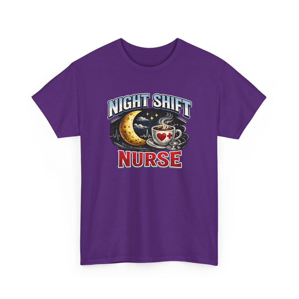 Night Shift Nurse T‑Shirt - Cute Moon & Coffee Graphic Tee for Nurses