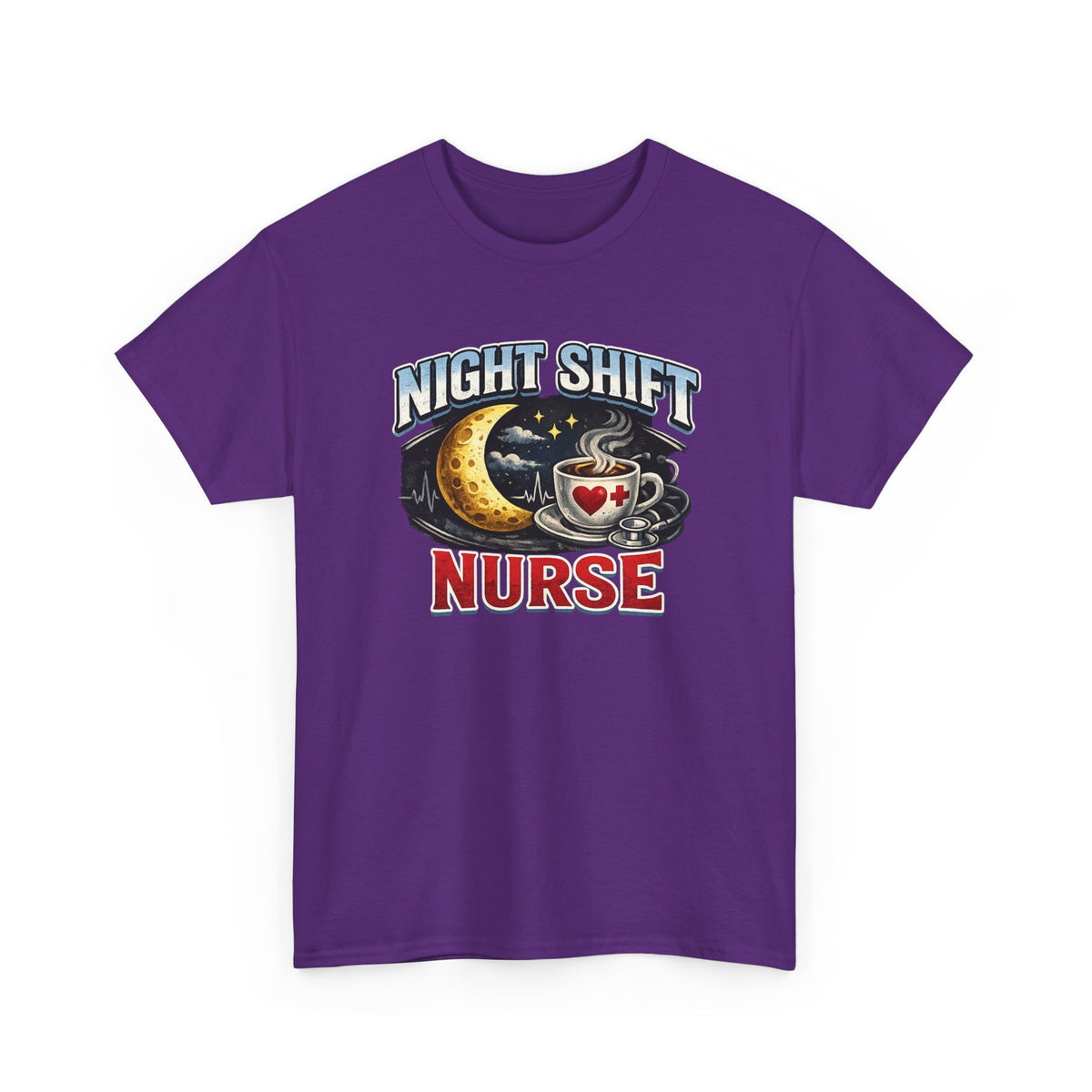 Night Shift Nurse T‑Shirt - Cute Moon & Coffee Graphic Tee for Nurses