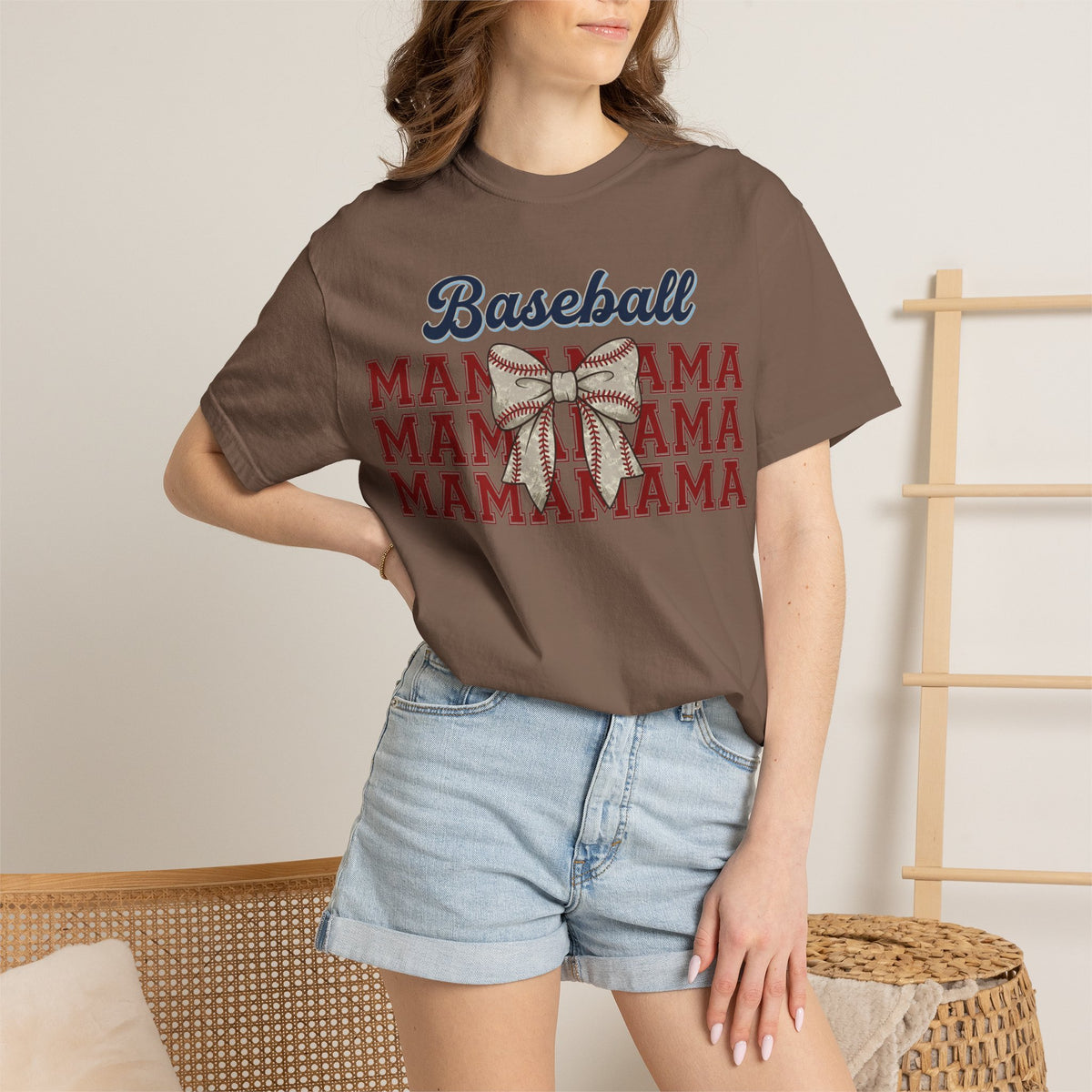 Baseball Mama Shirt, Stacked Varsity Mama Tee, Baseball Bow Mom Shirt, Game Day Baseball Mom Gift