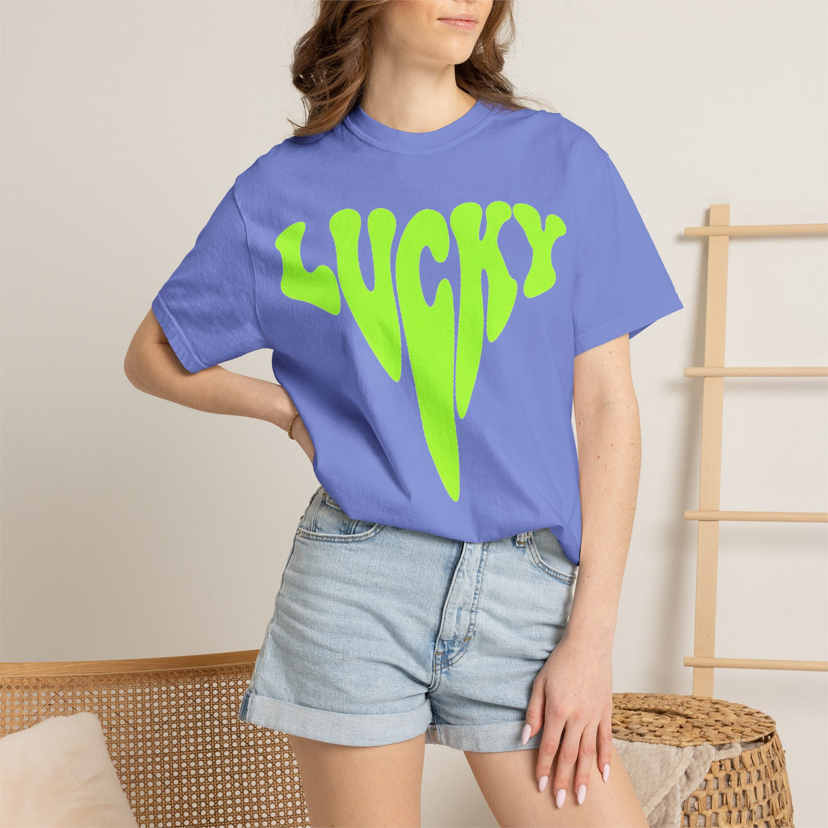Lucky Drip Shirt, Neon Psychedelic Lettering Tee, Trippy St Patricks Day Shirt, Rave Gift