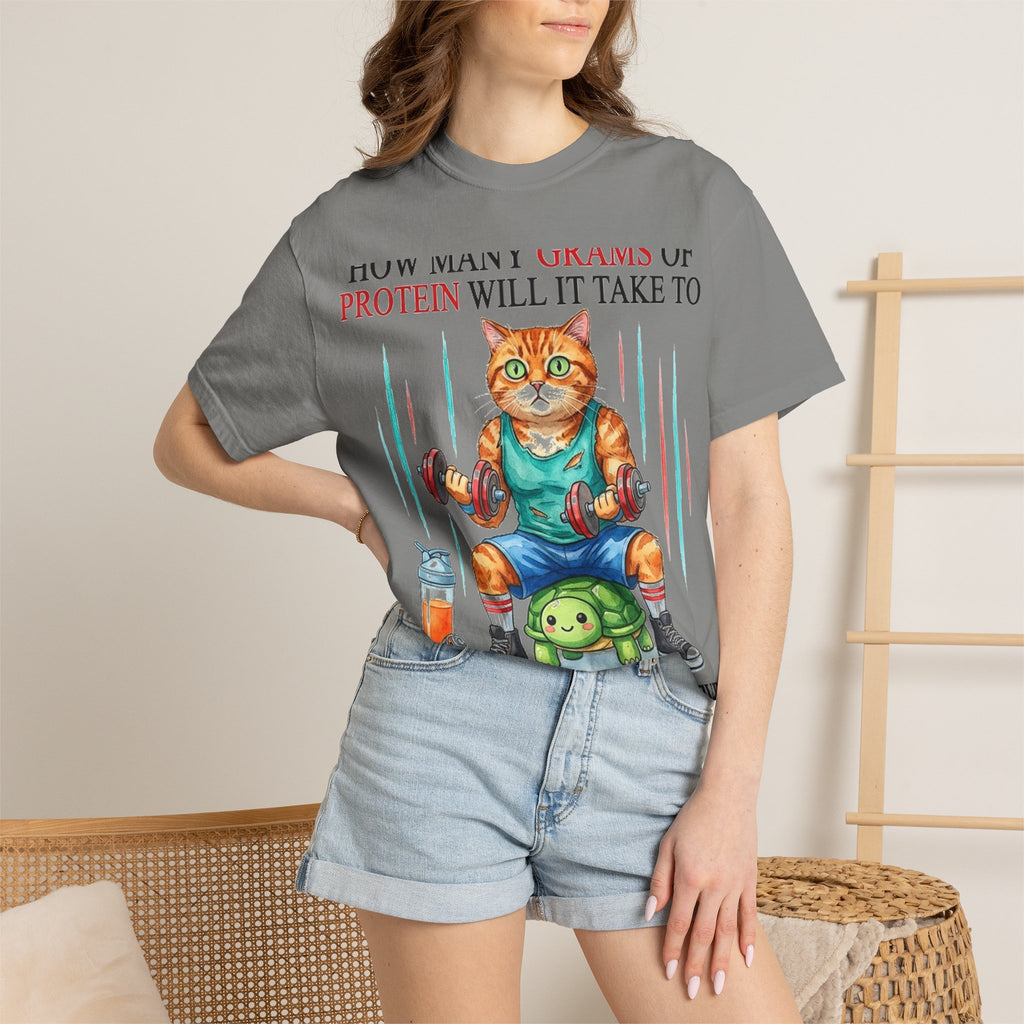 How Many Grams Of Protein Will It Take To Restore The Light In My Eyes Shirt, Funny Gym Cat Tee, Burnout Humor Shirt, Lifter Gift