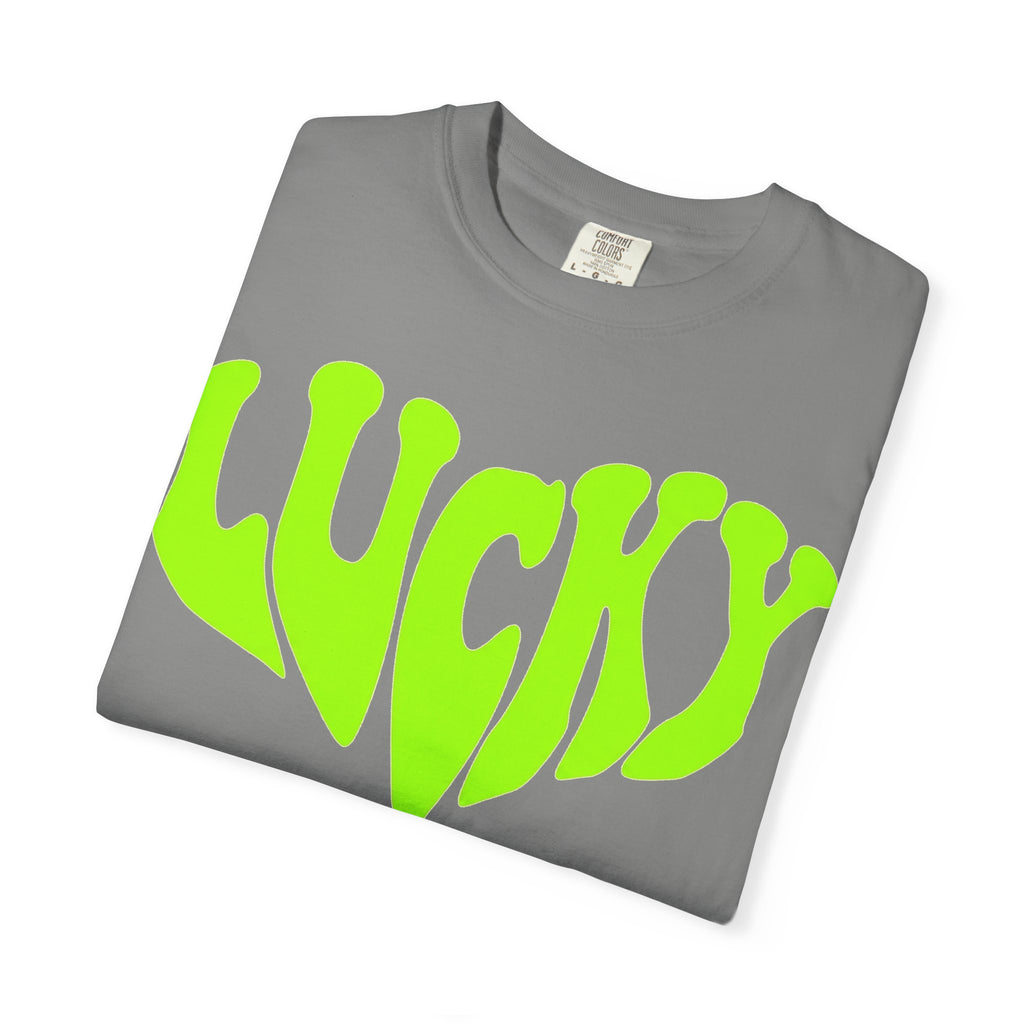 Lucky Melting Letters Shirt, Neon Green Trippy Tee, Psychedelic St Patricks Shirt, Festival Gift