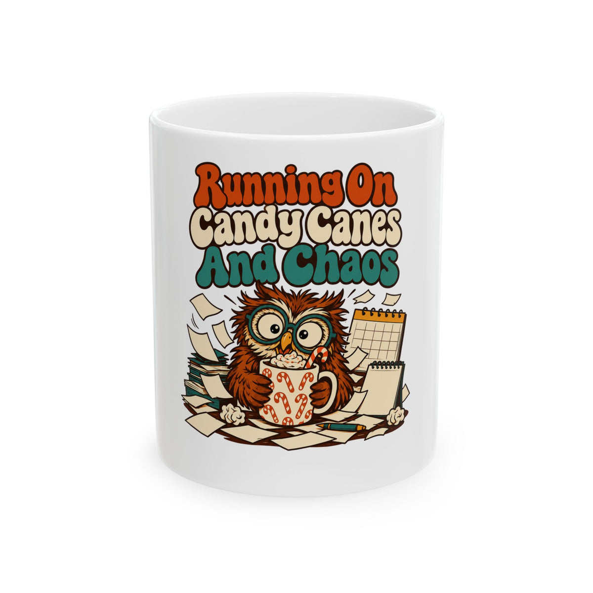 Running On Candy Canes And Chaos Mug, Funny Teacher Christmas Gift, Secret Santa Stocking Stuffer, 11oz 15oz Coffee Mug