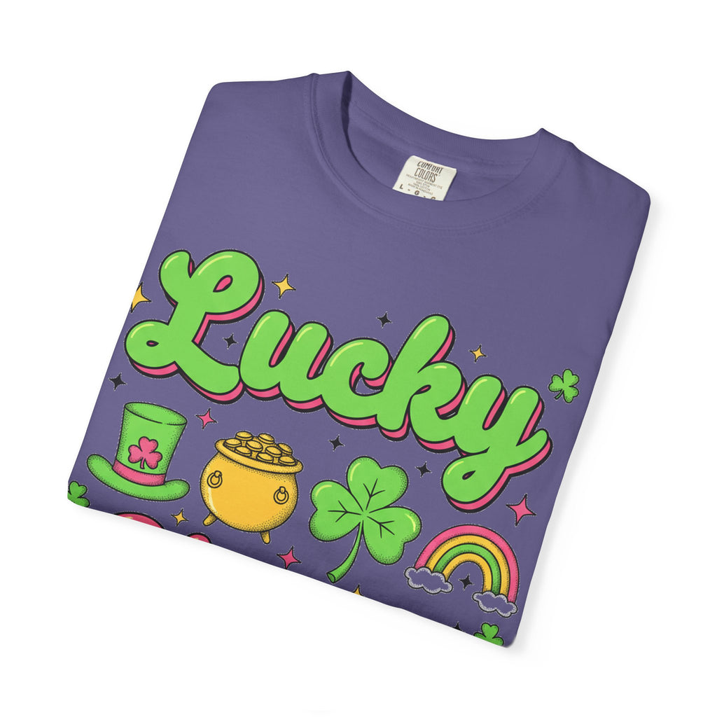 Lucky Charm Pink Shirt, Groovy St Patricks Day Tee, Rainbow Clover Shirt, Irish Gift
