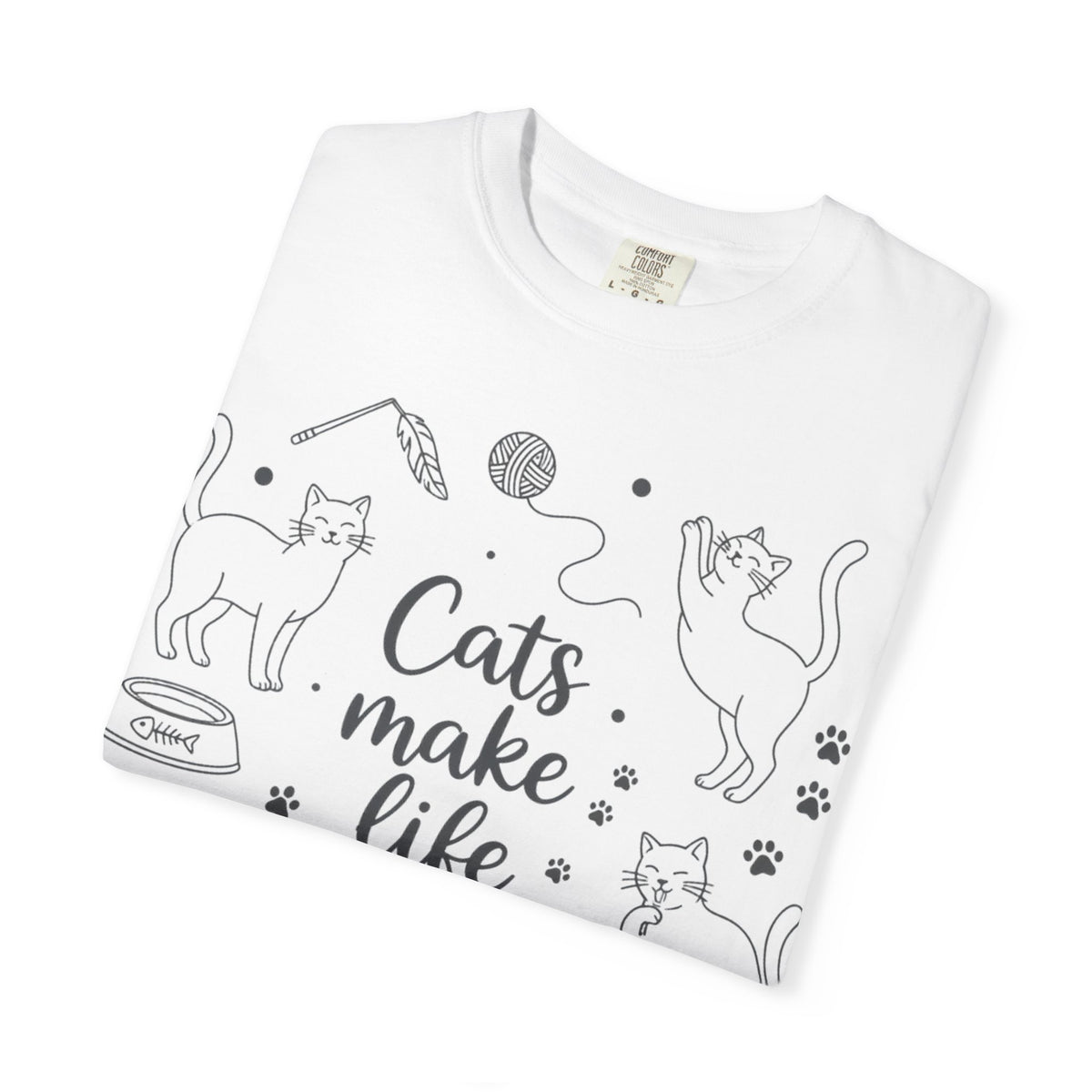 Cats Make Life Better Tall Shirt, Line Art Cat Collage Tee, Cat Lover Shirt, Cat Mom Gift