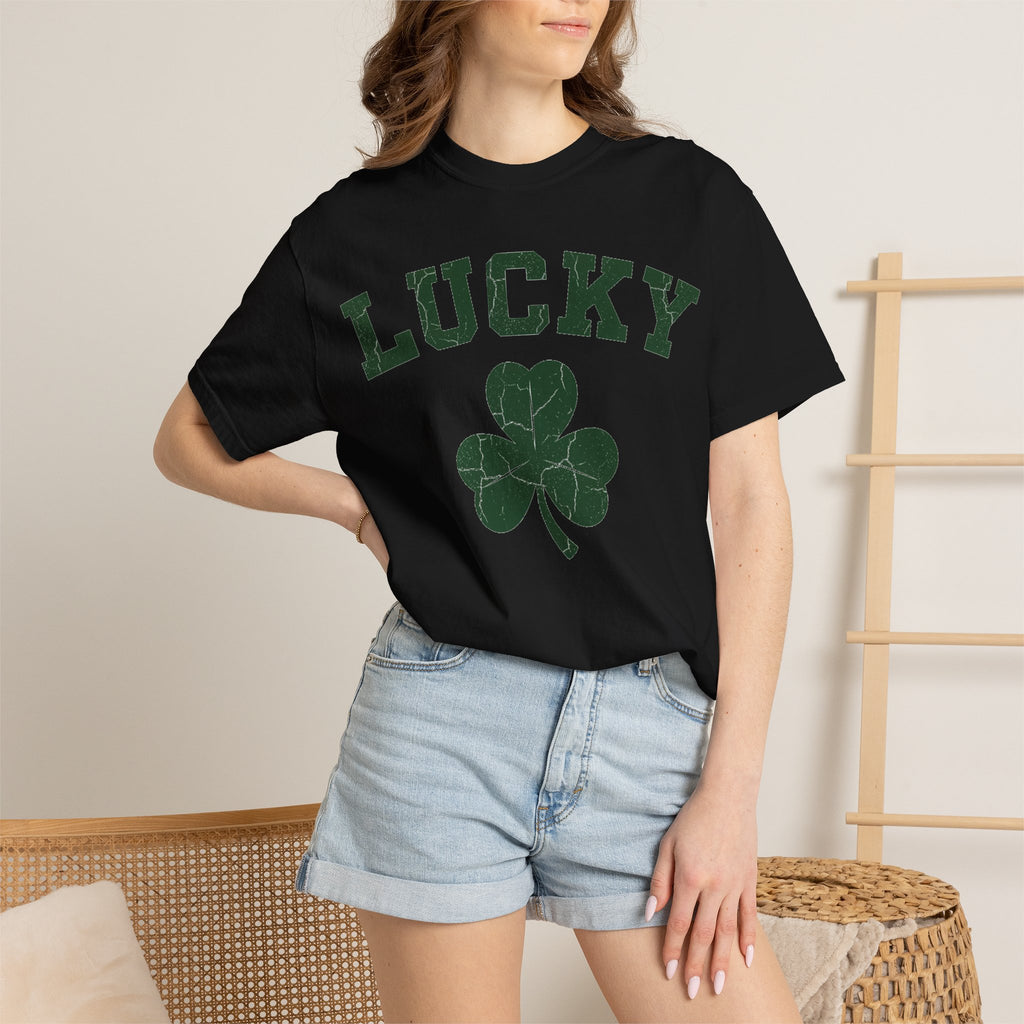 Lucky Big Shamrock Shirt, Bold Varsity Clover Tee, St Patricks Day Shirt, Irish Gift