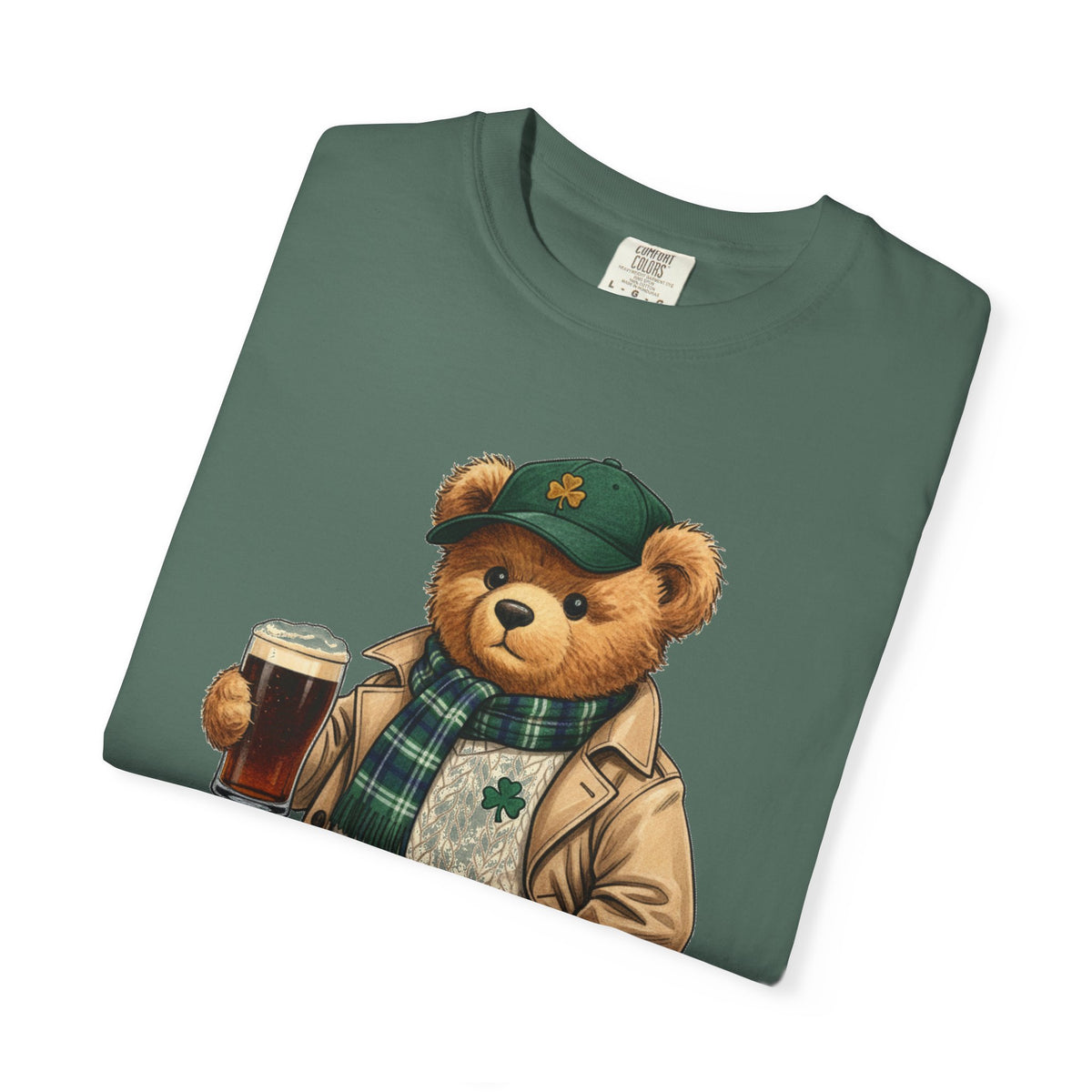 Irish Teddy Bear Trench Coat Shirt, Flat Cap Bear Stout Pint Tee, St Patricks Day Shirt, Irish Gift