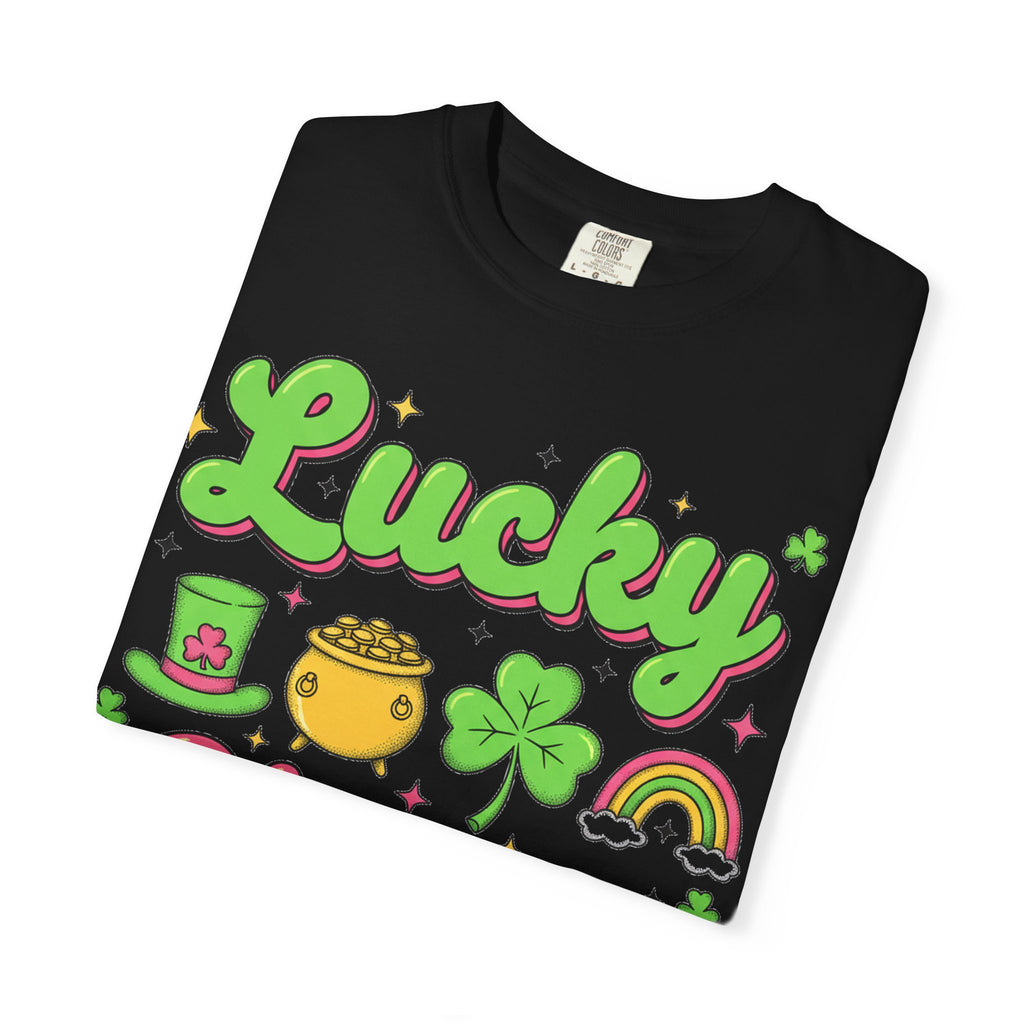 Lucky Charm Pink Shirt, Groovy St Patricks Day Tee, Rainbow Clover Shirt, Irish Gift