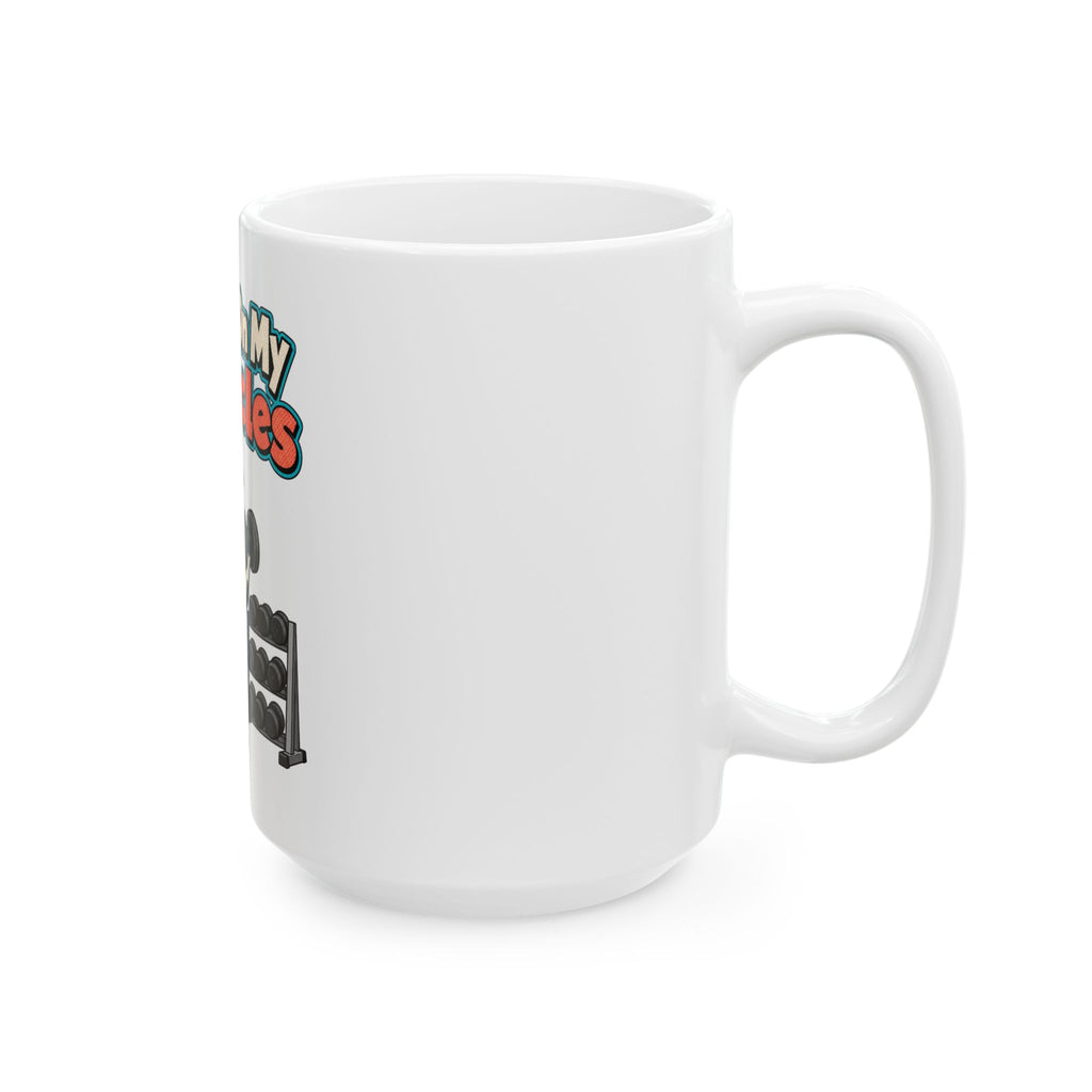Working On My Mooscles Mug, Funny Gym Lover Gift for Him Her, Workout Christmas Gift, Coffee Mug 11oz 15oz