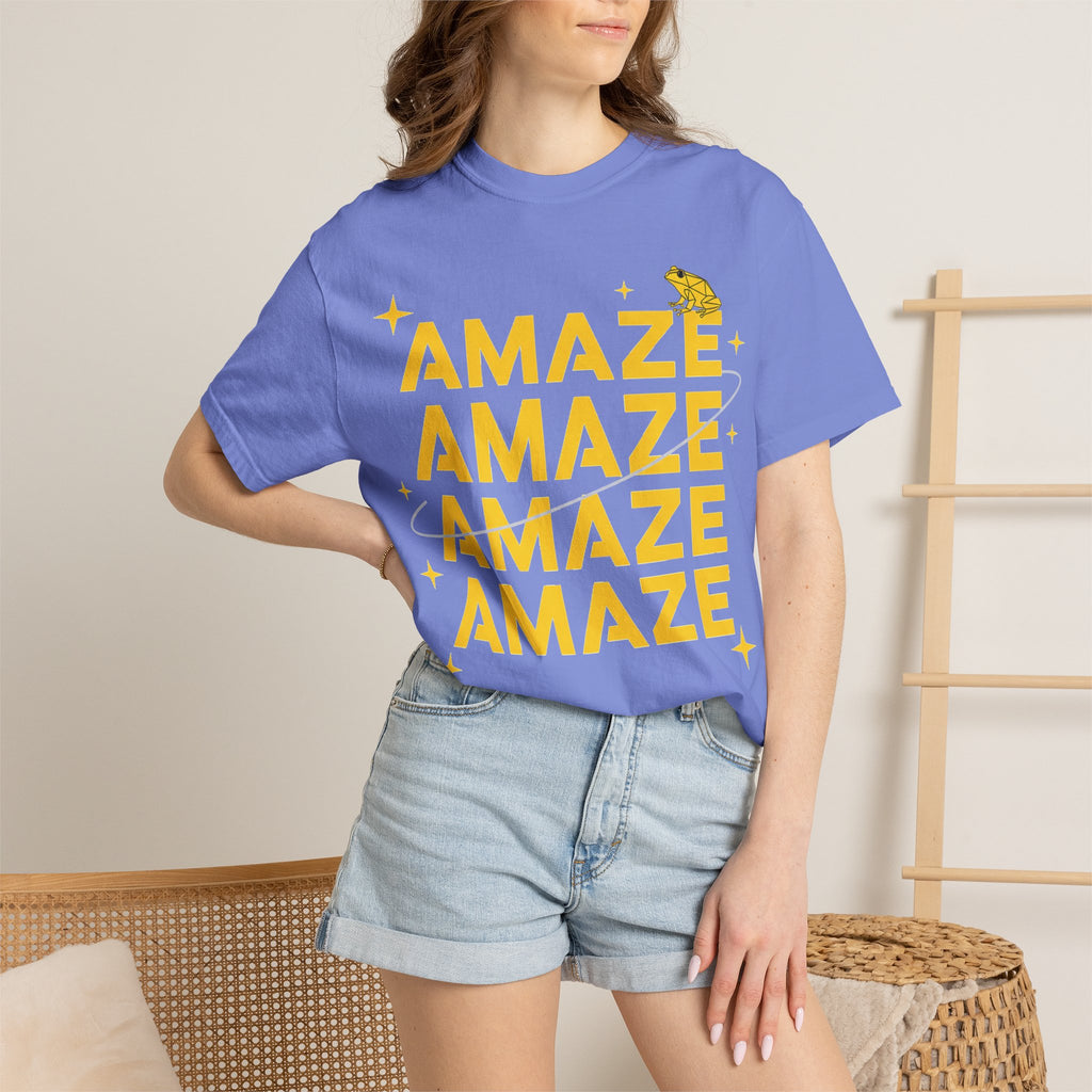 Amaze Amaze Amaze Amaze Shirt, Four Line Retro Type Tee, Frog Sparkle Graphic Shirt, Trendy Gift