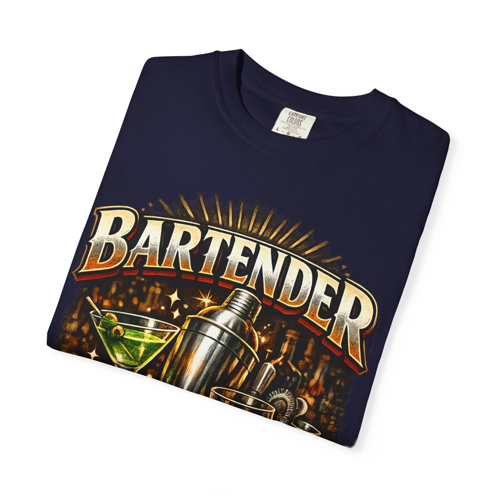 Bartender T-Shirt — "Bartender: Cheaper Than a Therapist" Vintage Bar Graphic Tee