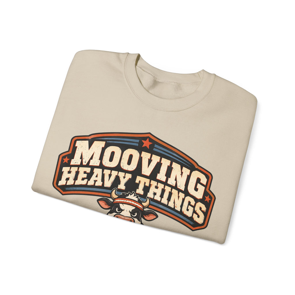 Funny Gym Sweatshirt Mooving Heavy Things | Cow Weightlifting Sweatshirt | Funny Workout Sweatshirt | Gym Lover Gift
