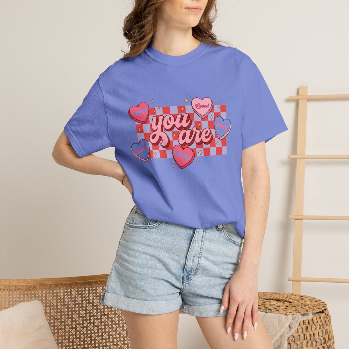 You Are Enough Candy Heart Shirt, Red Check Affirmation Tee, Valentines Self Love Shirt, Gift For Her