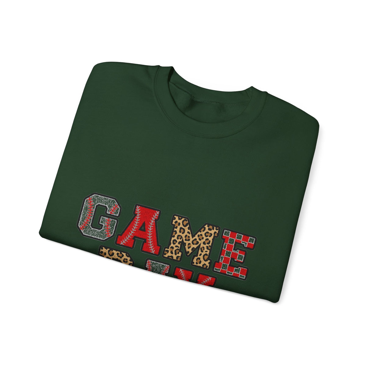 Game Day Sweatshirt, Baseball Leopard Checkered Chenille Letters Sweatshirt, Baseball Mom Sweatshirt, Softball Game Day Gift, Sports Mom Var