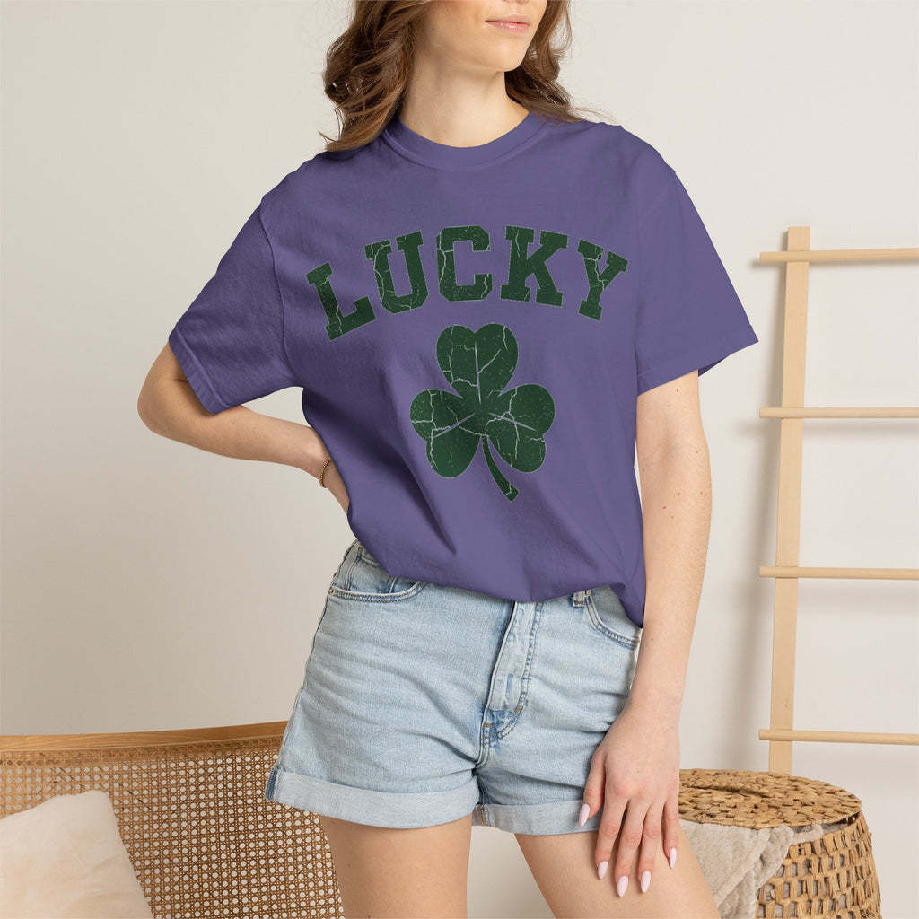 Lucky Big Shamrock Shirt, Bold Varsity Clover Tee, St Patricks Day Shirt, Irish Gift