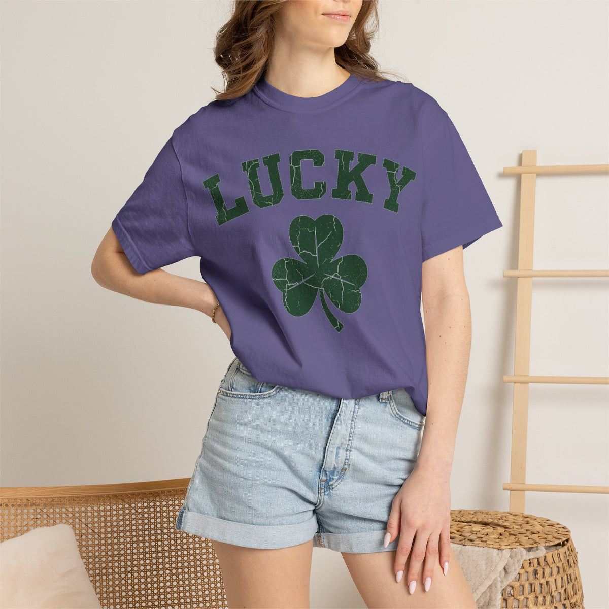 Lucky Big Shamrock Shirt, Bold Varsity Clover Tee, St Patricks Day Shirt, Irish Gift
