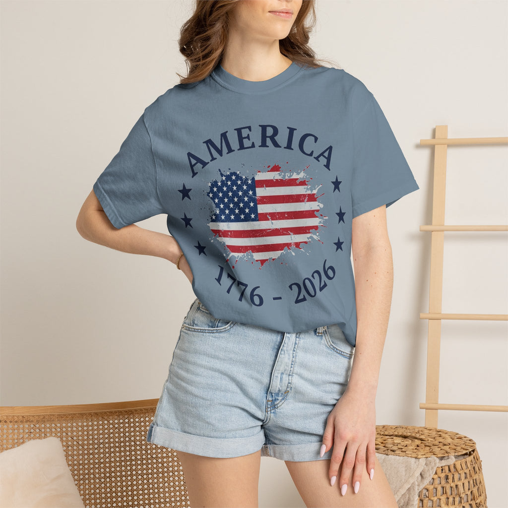 America 1776 2026 Shirt, Distressed Flag Oval Tee, Patriotic 250th Anniversary Shirt, Fourth Of July Gift