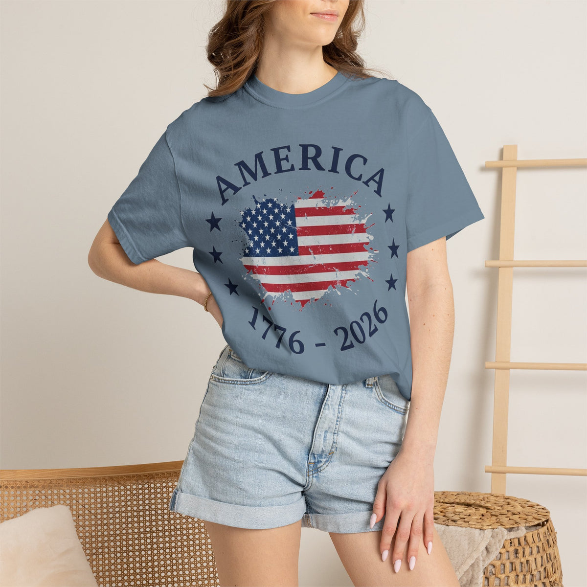America 1776 2026 Shirt, Distressed Flag Oval Tee, Patriotic 250th Anniversary Shirt, Fourth Of July Gift