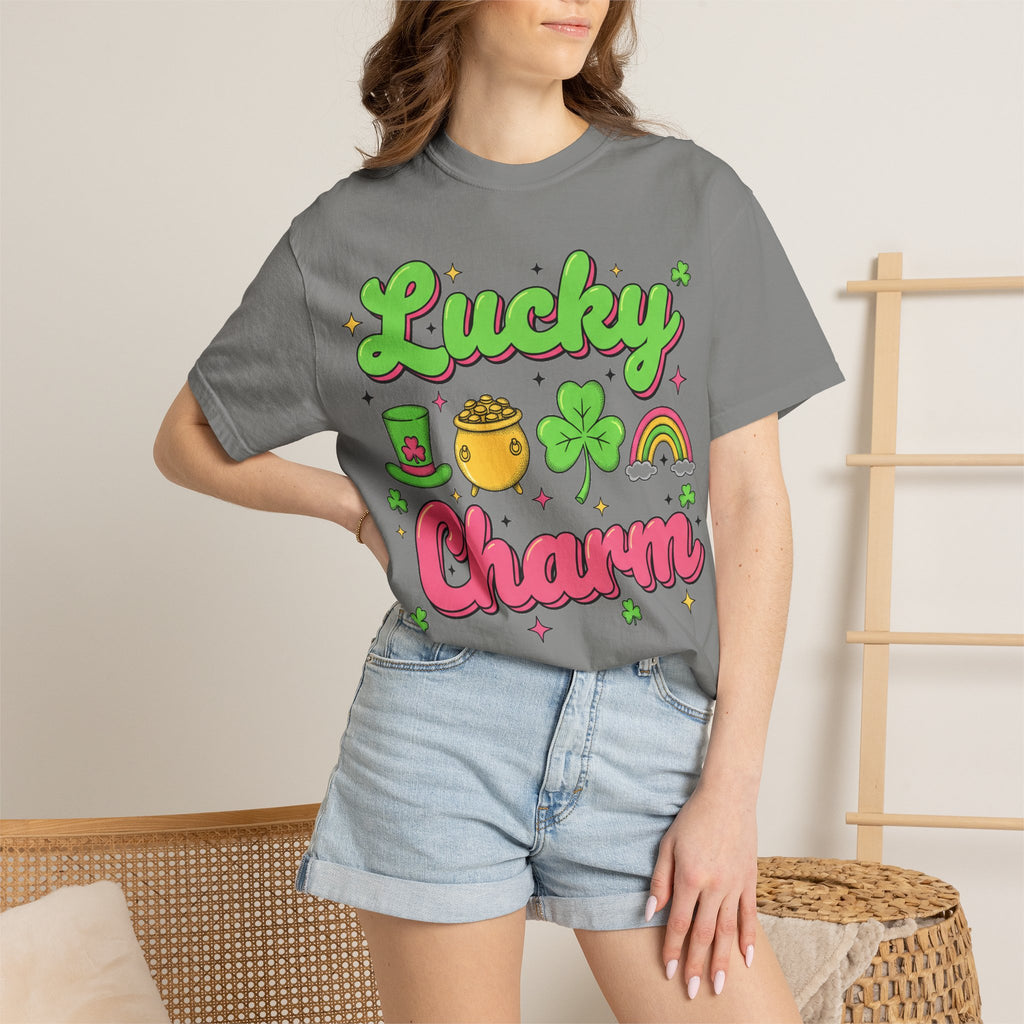 Lucky Charm Pink Shirt, Groovy St Patricks Day Tee, Rainbow Clover Shirt, Irish Gift