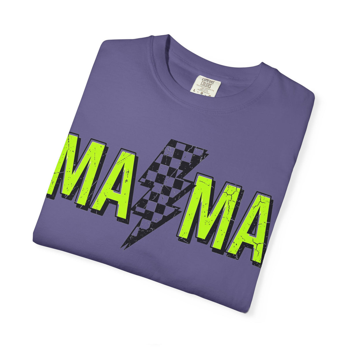 Mama Lightning Bolt Shirt, Neon Green Checkered Bolt Tee, Edgy Mom Shirt, Mama Gift