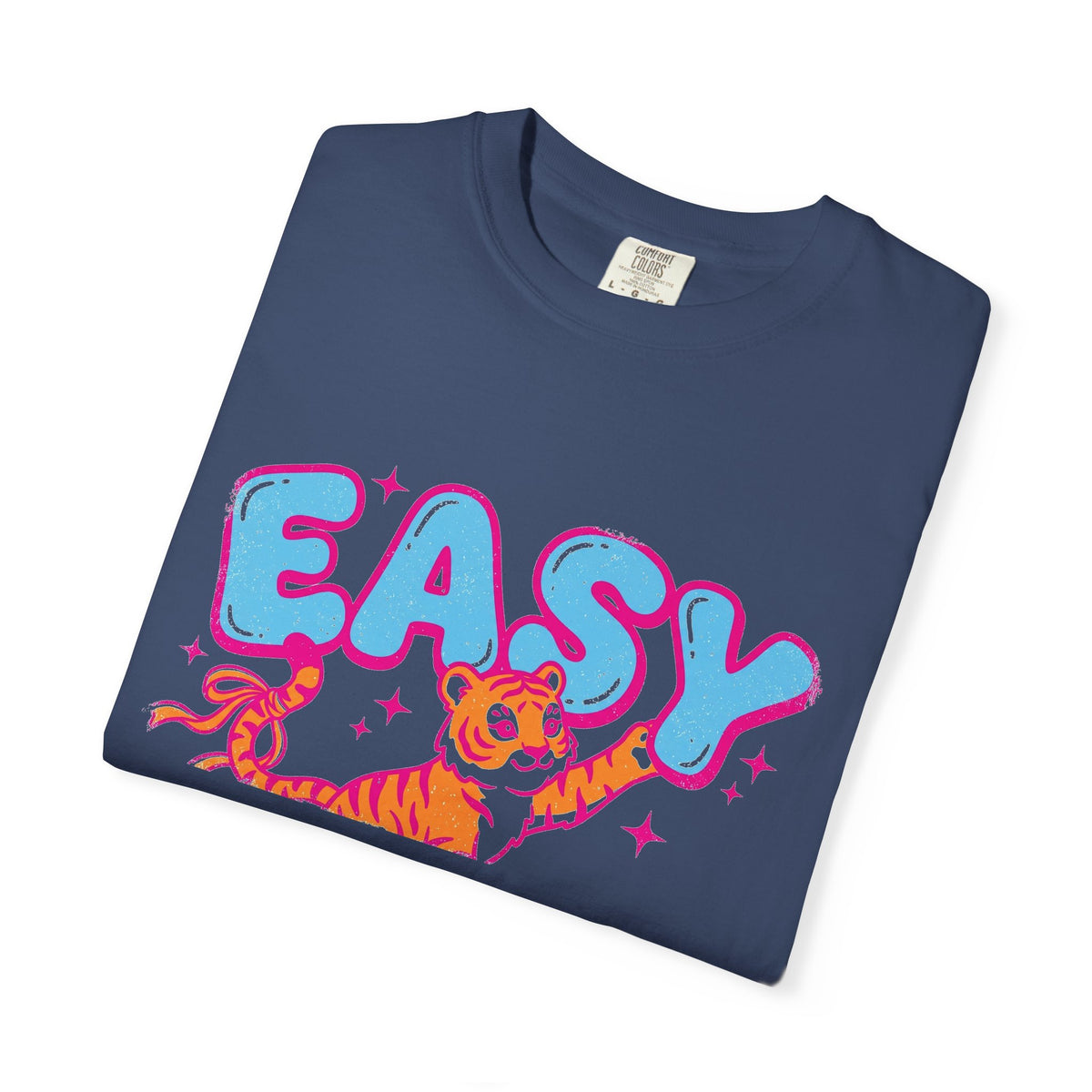 Easy Tiger Shirt, Y2K Bubble Letter Tiger Tee, Pink And Blue Retro Shirt, Funny Flirty Gift
