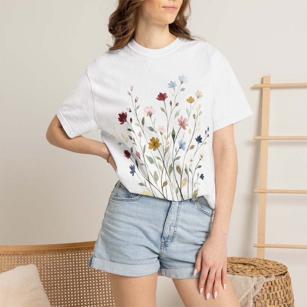 Watercolor Wildflower Spray Shirt, Painted Meadow Bouquet Tee, Cottagecore Floral Shirt, Garden Gift