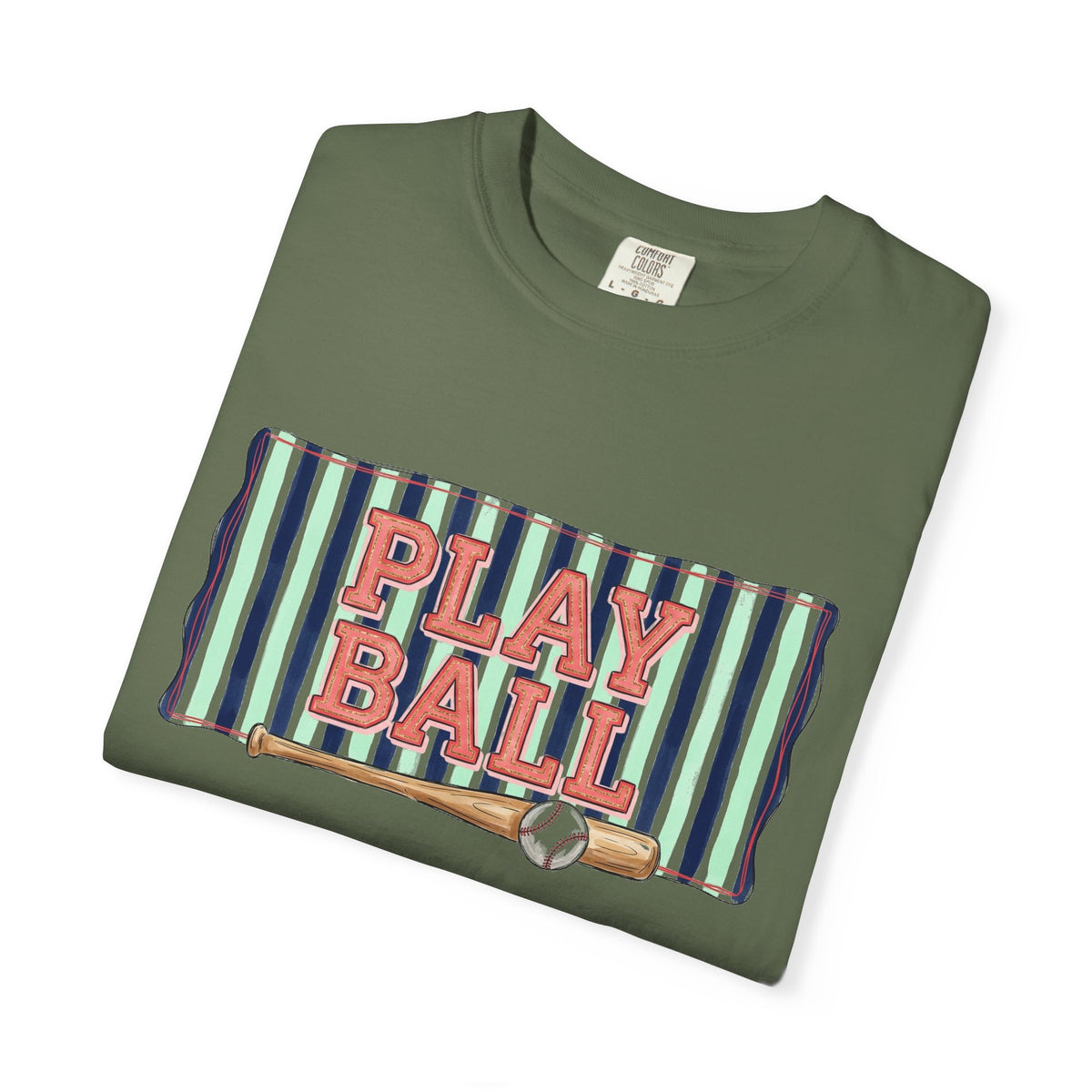 Play Ball Wide Stripe Shirt, Baseball Bat And Ball Tee, Vintage Game Day Shirt, Baseball Mom Gift