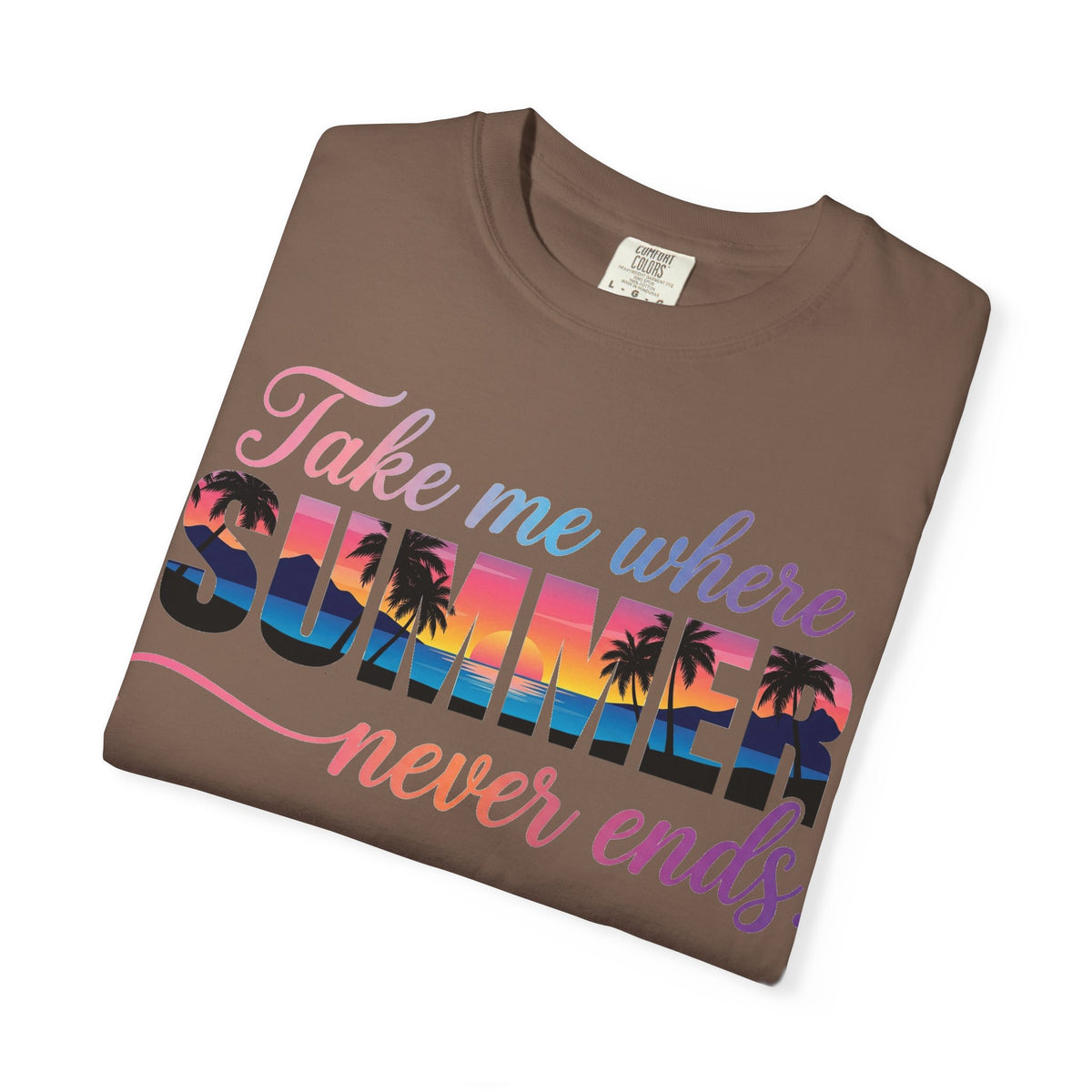 Take Me Where Summer Never Ends Shirt, Sunset Palm Tree Tee, Beach Vacation Shirt, Summer Gift
