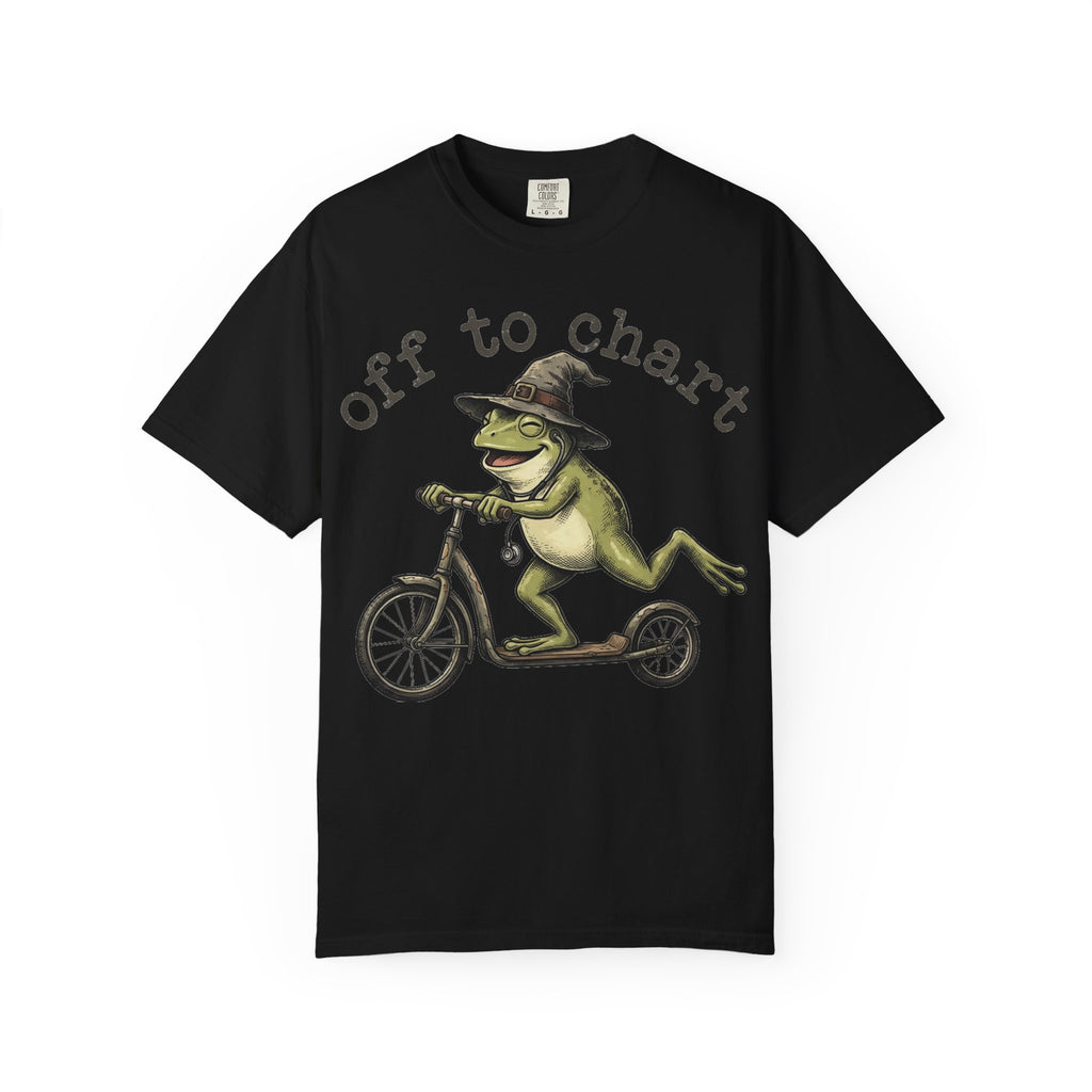 Off To Chart Grinning Frog Shirt, Nurse Frog Scooter Tee, Funny Charting Shirt, RN Gift
