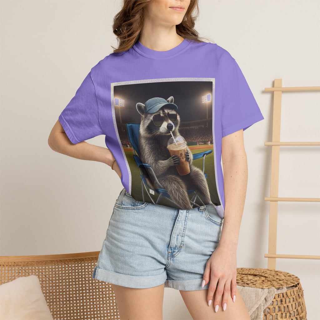 Baseball Raccoon Shirt, I Live Here Now Tee, Funny Ballpark Iced Coffee Shirt, Baseball Mom Gift