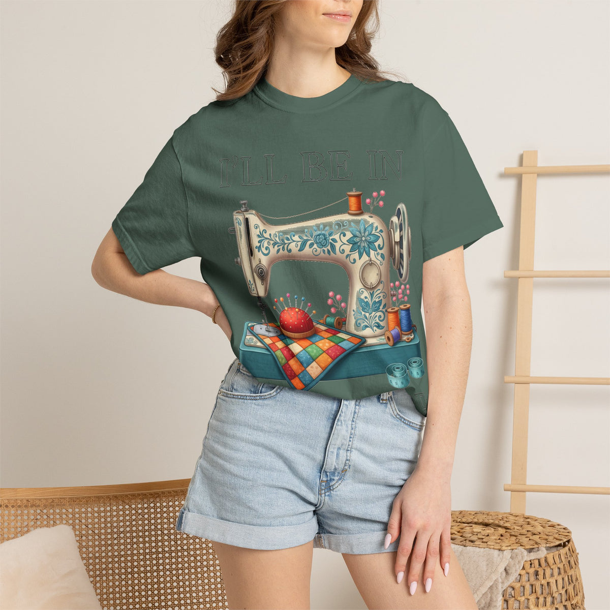I'll Be In My Office Cream Sewing Machine Shirt, Quilter Humor Tee, Vintage Seamstress Shirt, Sewing Gift