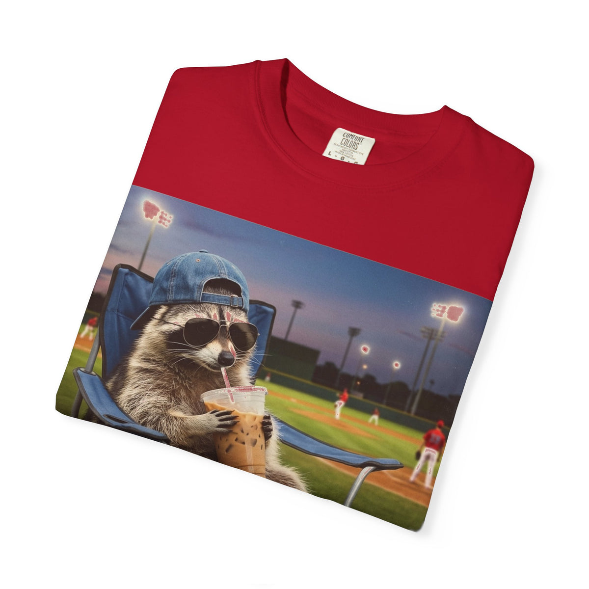 I Live Here Now Baseball Raccoon Shirt, Funny Sports Parent Tee, Iced Coffee Raccoon Shirt, Baseball Mom Gift