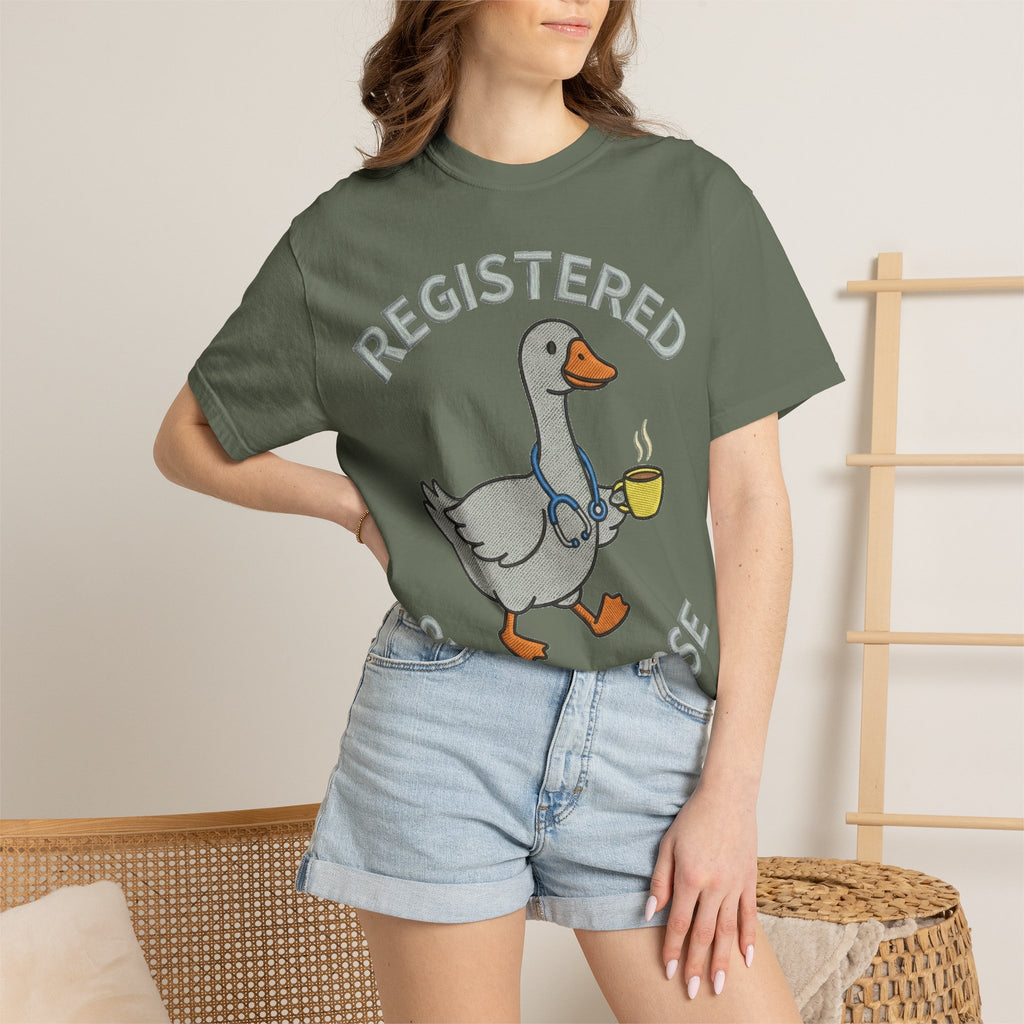 Registered Silly Goose Shirt, Faux Embroidery Nurse Goose Tee, Funny RN Shirt, Nurse Gift