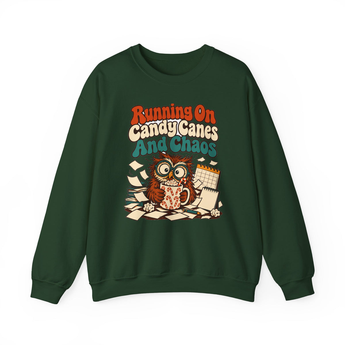 Funny Teacher Christmas Sweatshirt Running On Candy Canes And Chaos Shirt, Funny Teacher Gift, Christmas Gift, Funny Tee