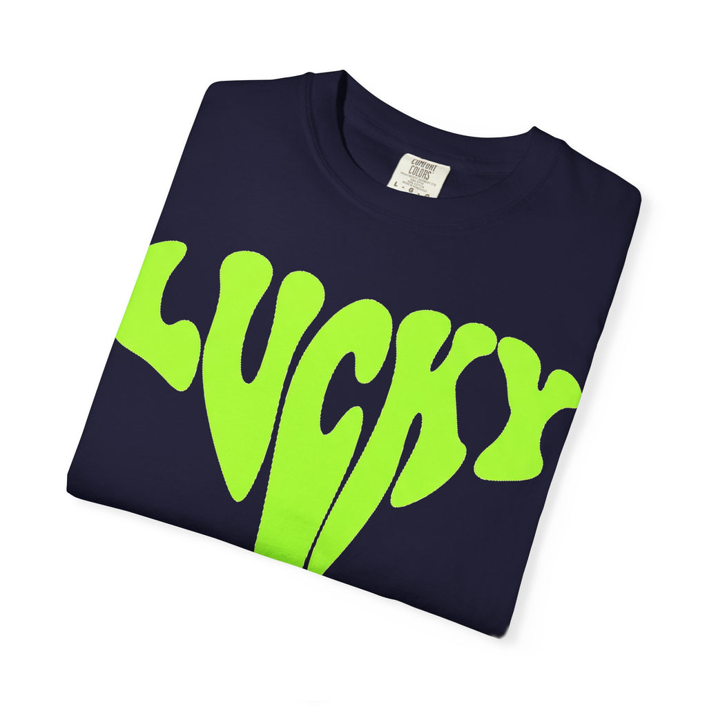 Lucky Drip Shirt, Neon Psychedelic Lettering Tee, Trippy St Patricks Day Shirt, Rave Gift