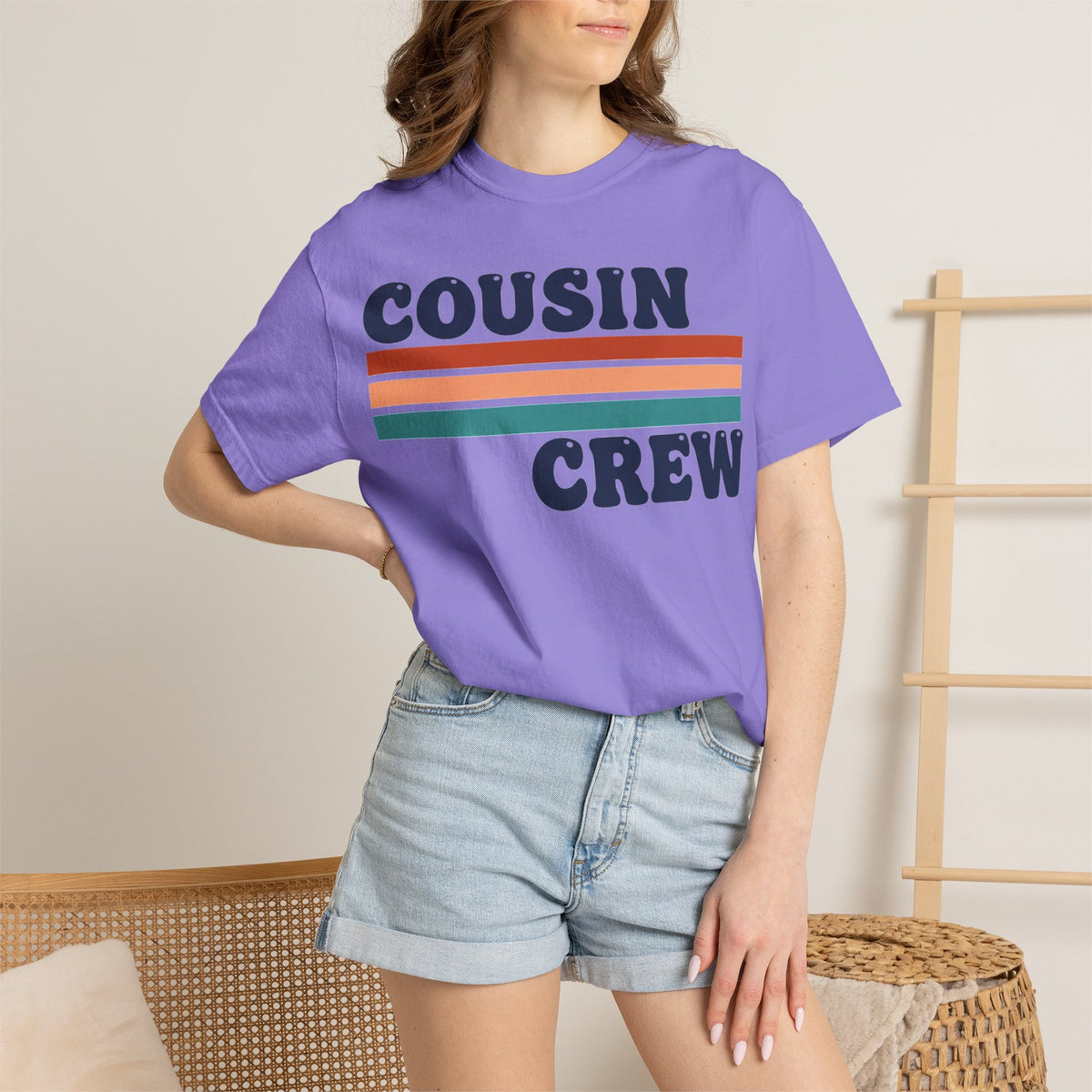 Cousin Crew Stacked Stripe Shirt, Vintage Stripe Family Tee, Matching Cousin Shirt, Reunion Gift