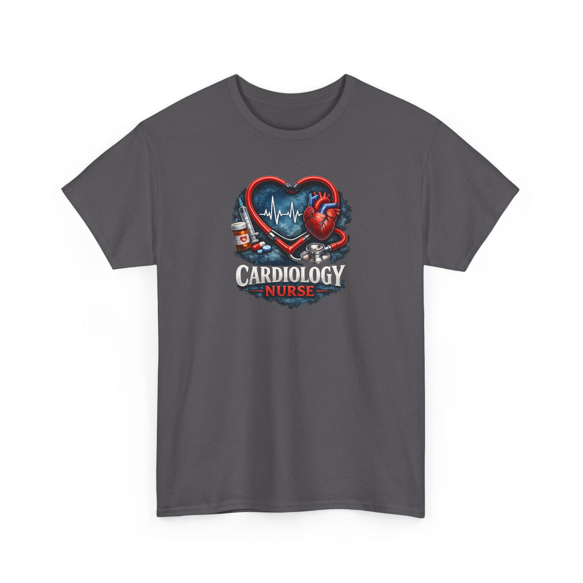 Cardiology Nurse T-Shirt — Heartbeat Stethoscope Design