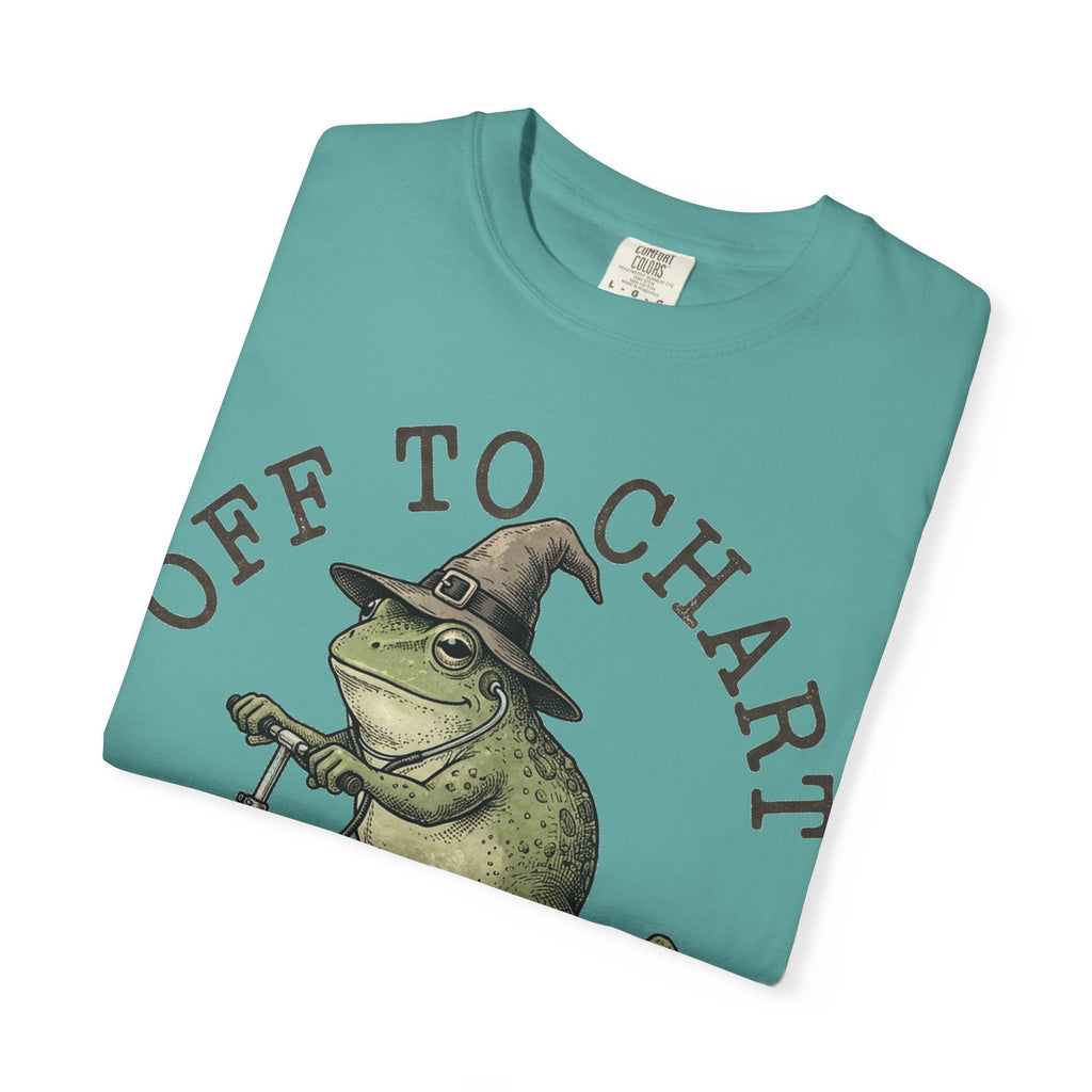 Off To Chart Bold Shirt, Engraved Frog Nurse Scooter Tee, Funny Night Shift Shirt, Nurse Gift