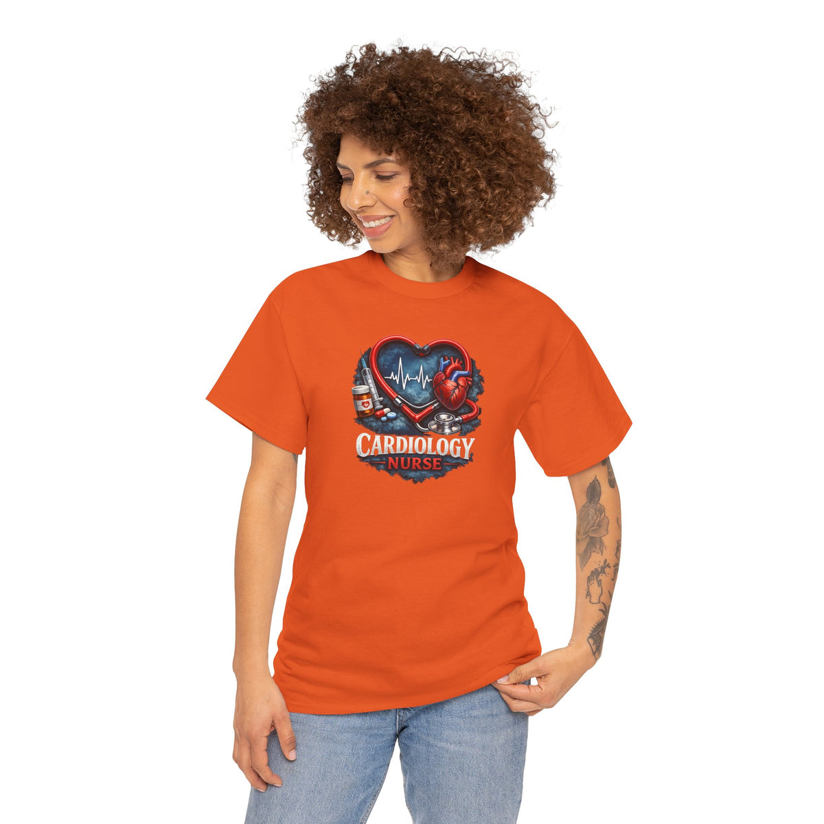 Cardiology Nurse T-Shirt — Heartbeat Stethoscope Design