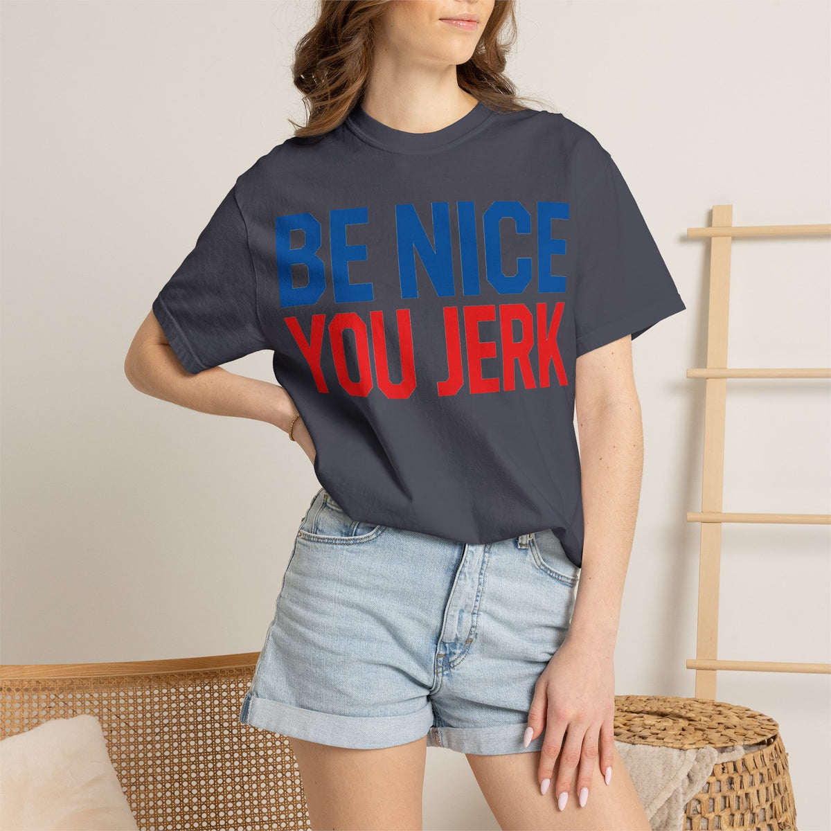 Be Nice You Jerk Shirt, Funny Sarcastic Quote Tee, Bold Retro Typography Shirt, Snarky Gift