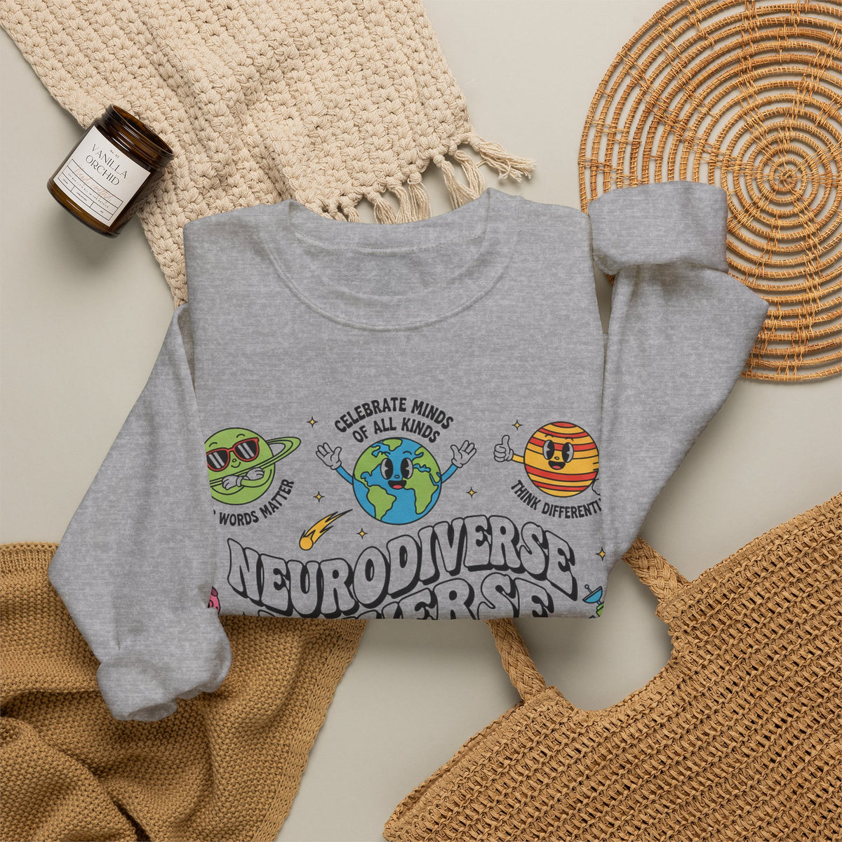 Neurodiverse Universe Sweatshirt, Retro Planets Autism Acceptance Sweatshirt, Special Education Teacher Gift, Neurodiversity Sweatshirt, ADH
