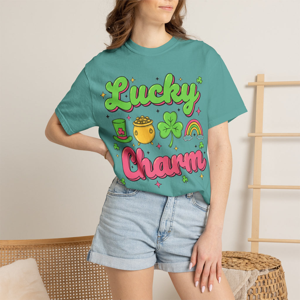 Lucky Charm Pink Shirt, Groovy St Patricks Day Tee, Rainbow Clover Shirt, Irish Gift