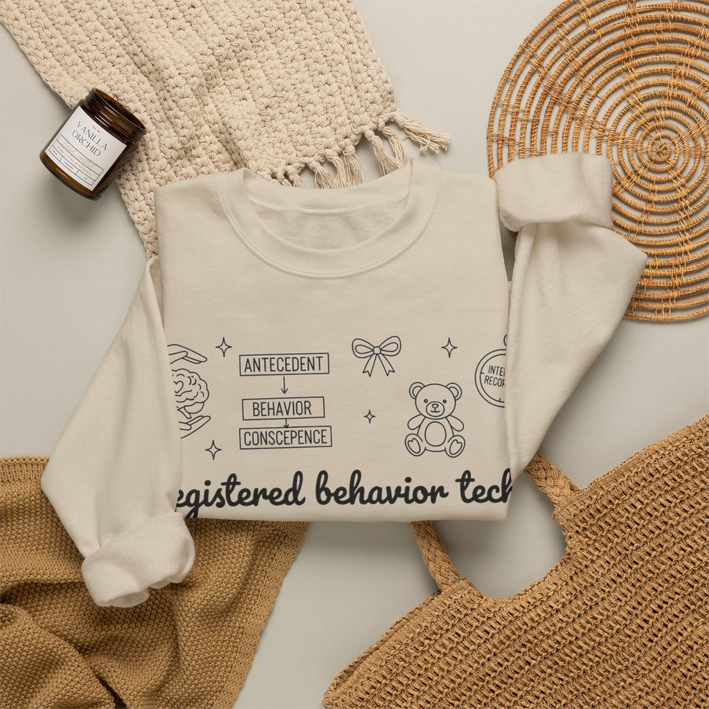 Registered Behavior Tech Sweatshirt, RBT Doodle Sweatshirt, ABA Therapist Gift, Behavior Analyst Sweatshirt, BCBA Appreciation Sweatshirt, A