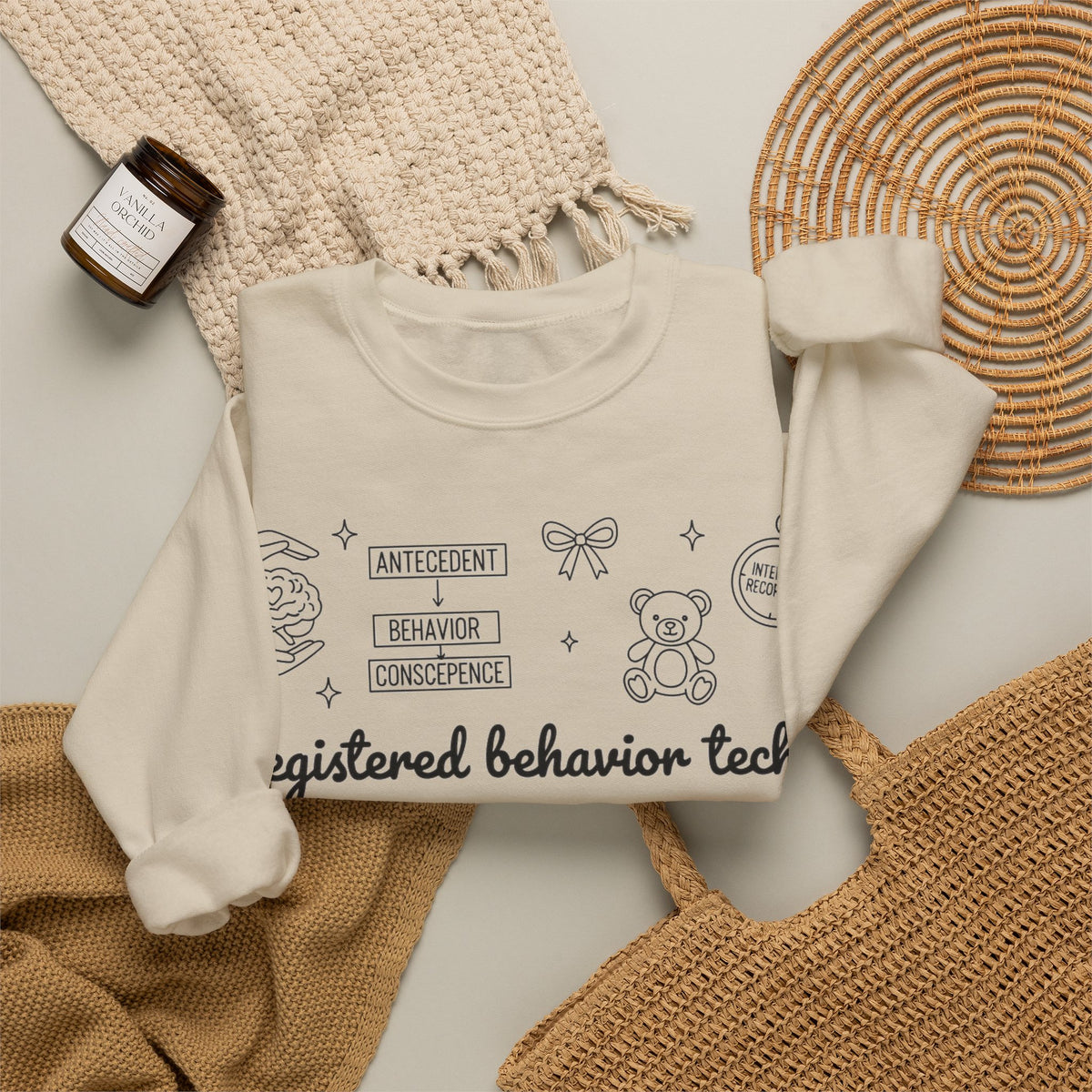 Registered Behavior Tech Sweatshirt, RBT Doodle Sweatshirt, ABA Therapist Gift, Behavior Analyst Sweatshirt, BCBA Appreciation Sweatshirt, A