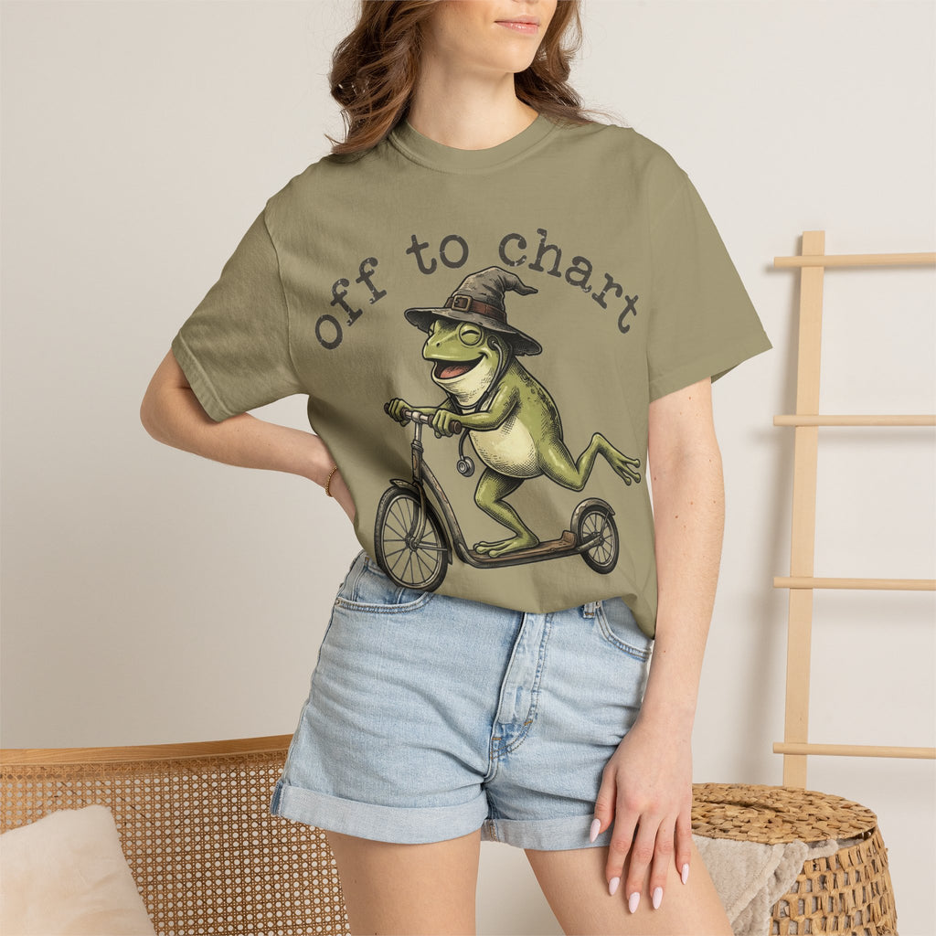 Off To Chart Grinning Frog Shirt, Nurse Frog Scooter Tee, Funny Charting Shirt, RN Gift