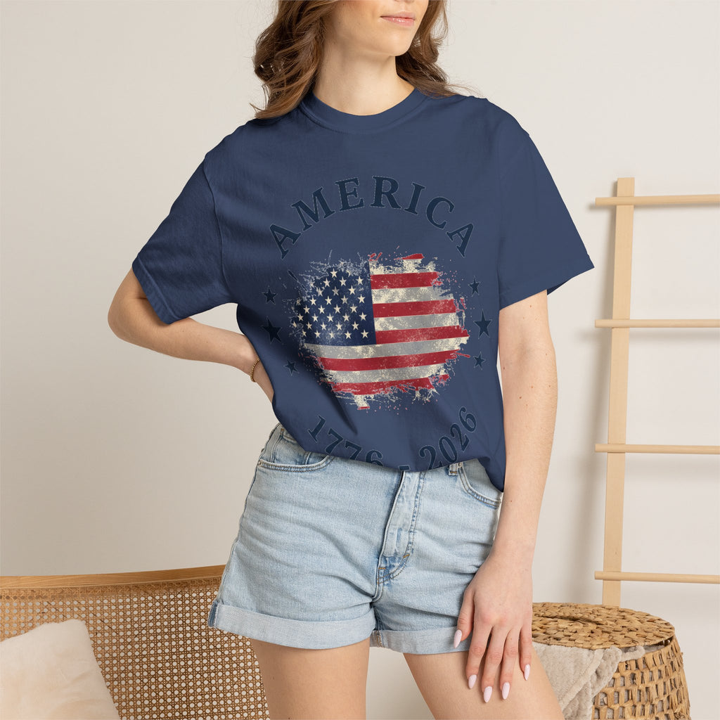 America 1776 2026 Arched Shirt, Vintage Flag Splash Tee, Patriotic Americana Shirt, Independence Day Gift