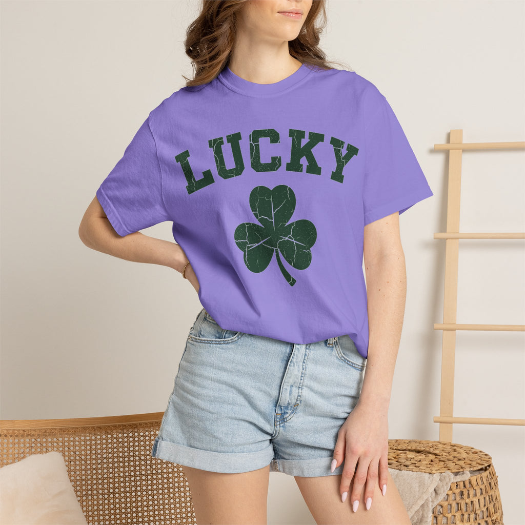 Lucky Big Shamrock Shirt, Bold Varsity Clover Tee, St Patricks Day Shirt, Irish Gift