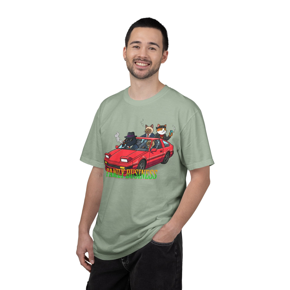 Family Business T-Shirt — Retro Car with Fox Crew Graphic