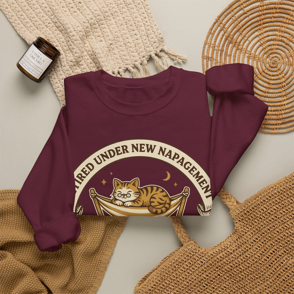 Funny Retirement Sweatshirt Retired Under New Napagement | Retirement Pun Sweatshirt | Retired Cat Nap Sweatshirt | Retiree Gift